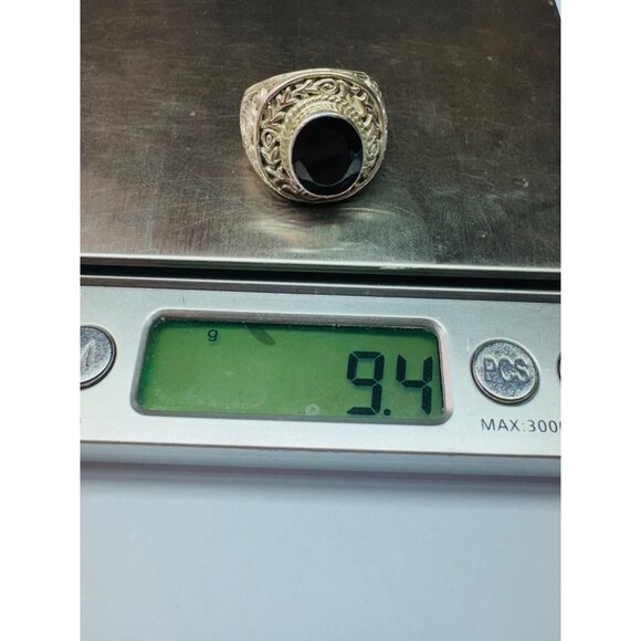 Estate Vintage Bali Sterling Silver 925 Black Onyx Ring Size 6 Statement 9.4g - Picture 10 of 10